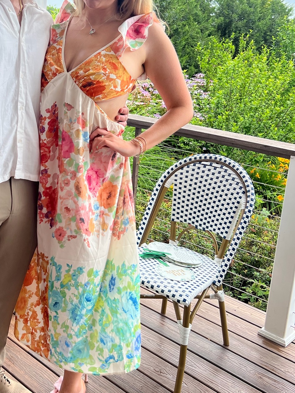 Floral Multicolor Linen-Blend Maxi Dress